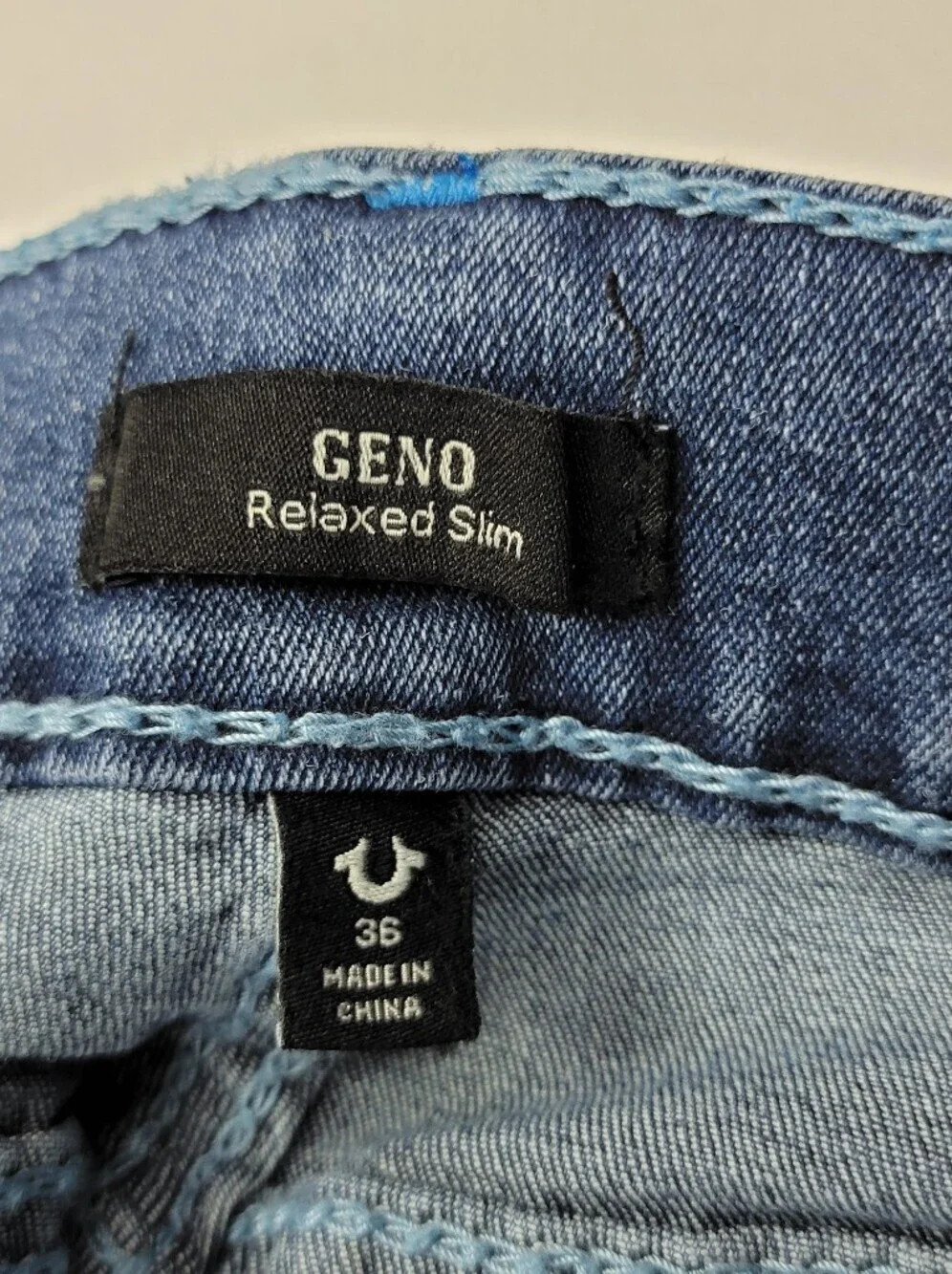 True Religion Geno Big T Flap Slim Jeans in Medium Blaze Wash Size 36X32 New